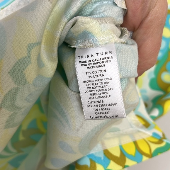 NWT Trina Turk sleeveless blouse green blue gold yellow white S - Picture 9 of 10